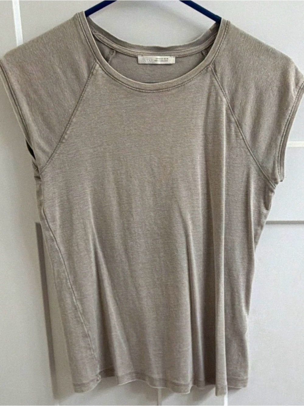 Zara Women’s Gray “distressed”Round Neck Tee- Size M